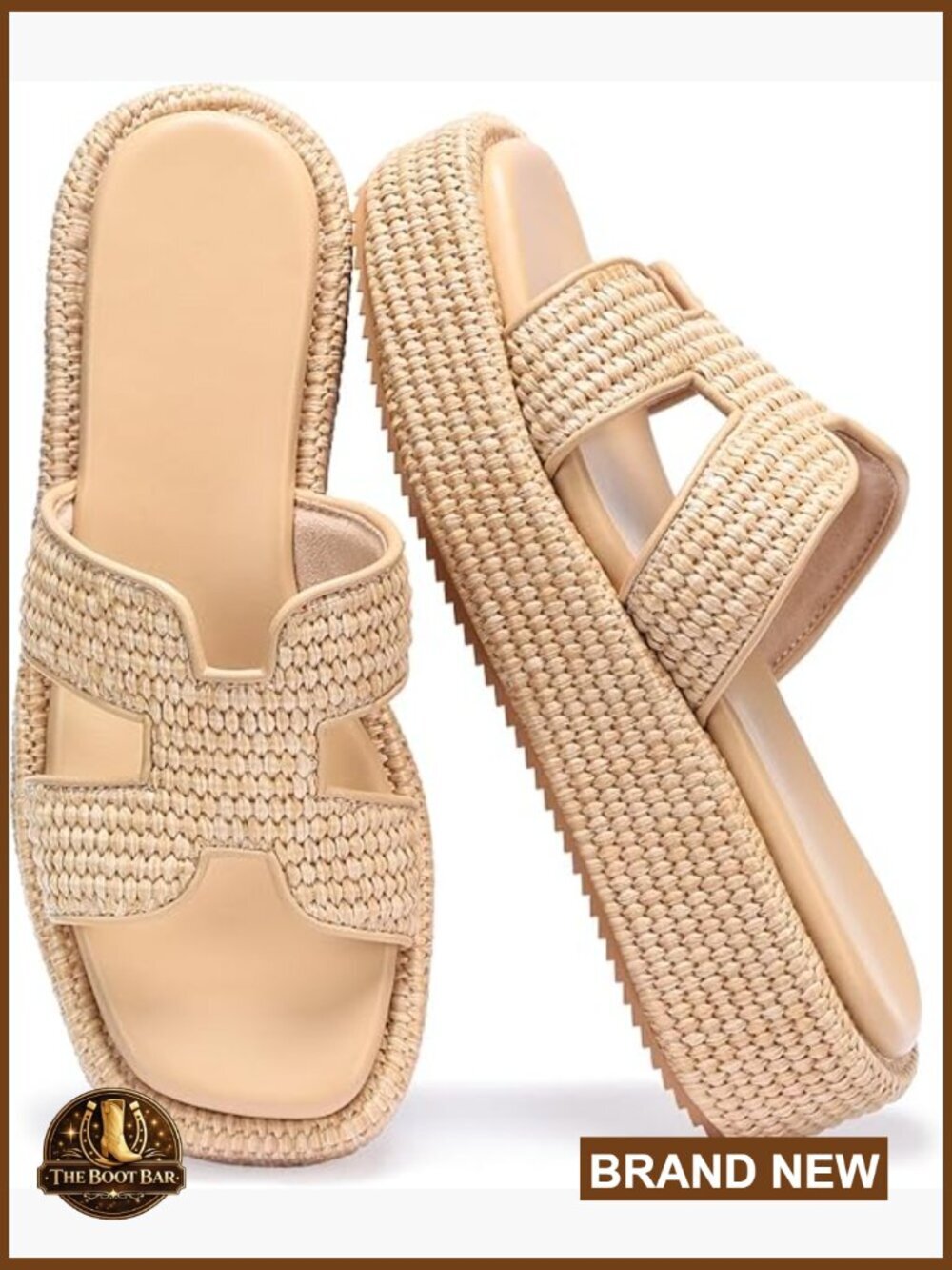 Women's Raffia Platform Sandals Slip-On Espadrille Wedges Summer Beach Vacation